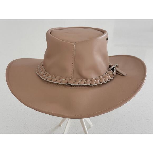Authentic Bronco Hats New Zealand Hand-Crafted Leather Bushman Hat – Nude/Sand main image 6